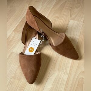 A New Day Cognac Faux Suede Flats - Size 9.5